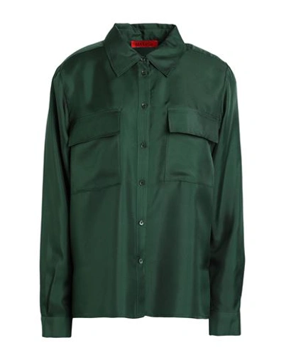 Max & Co . Woman Shirt Dark Green Size 2 Silk