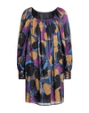 Manila Grace Woman Short Dress Navy Blue Size 6 Cotton In Navy Blue