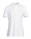 Versace Jeans Couture Man Polo Shirt White Size S Cotton, Polyester, Elastane, Metallic Fiber