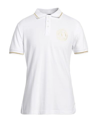 VERSACE JEANS COUTURE VERSACE JEANS COUTURE MAN POLO SHIRT WHITE SIZE 3XL COTTON, POLYESTER, ELASTANE, METALLIC FIBER