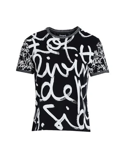 Desigual Contrasting Message T-shirt In Black