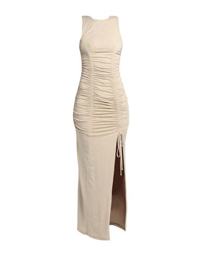 Actualee Woman Maxi Dress Sand Size 4 Polyester, Elastane In Beige