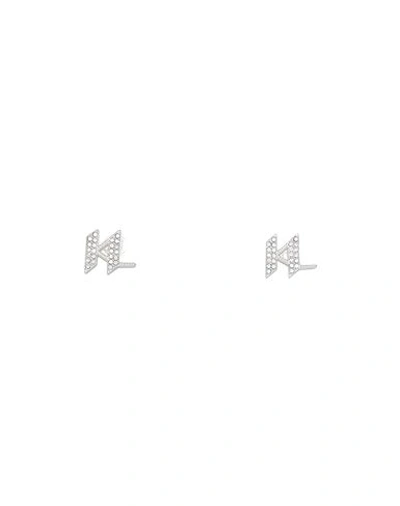 Karl Lagerfeld K/monogram Chain Pave Studs Woman Earrings Silver Size - Brass, Glass