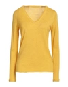 Majestic Filatures Woman Sweater Ocher Size 1 Cashmere In Yellow