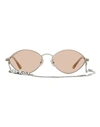 JIMMY CHOO JIMMY CHOO JIMMY CHOO CHAIN SONNY SUNGLASSES WOMAN SUNGLASSES SILVER SIZE 58 STAINLESS STEEL, ACETAT