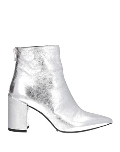 Zadig & Voltaire Woman Ankle Boots Silver Size 6 Soft Leather