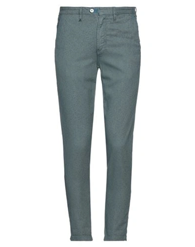 Berna Man Pants Slate Blue Size 30 Cotton, Elastane In Green
