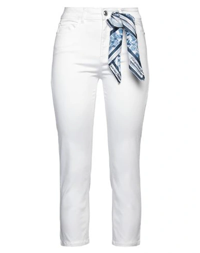Guess Woman Cropped Pants White Size 29 Tencel Lyocell, Cotton, Elastomultiester, Elastane