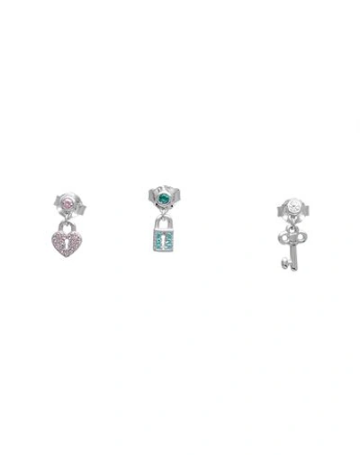 Kurshuni Love Lockearrings (set Of 3) Woman Earrings Silver Size - 925/1000 Silver, Cubic Zirconia