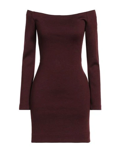 Gauchère Off-the-shoulder Fitted Minidress In Burgundy Mouline