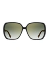 Jimmy Choo Square Glitter Cloe Sunglasses Woman Sunglasses Black Size 62 Plastic