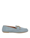 GEOX GEOX WOMAN LOAFERS LIGHT BLUE SIZE 8 SOFT LEATHER