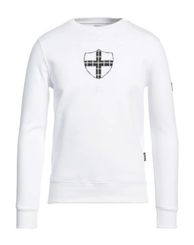 Three Stroke Man Sweatshirt White Size S Cotton, Polyester