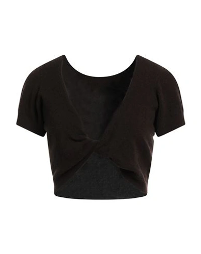 Federica Tosi Woman Sweater Dark Brown Size 4 Wool, Cashmere, Polyamide In Brown