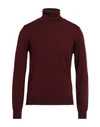 Vneck Man Turtleneck Burgundy Size 48 Wool, Silk In Red