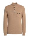 Officina 36 Man Turtleneck Camel Size Xl Lambswool, Polyamide In Beige