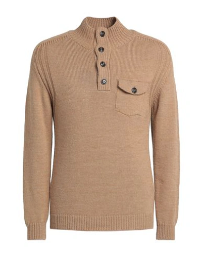 Officina 36 Man Turtleneck Camel Size Xl Lambswool, Polyamide In Beige