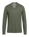 120% Lino Man Sweater Military Green Size L Linen, Cashmere