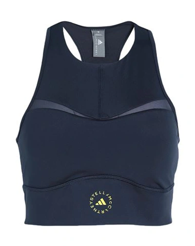 Adidas By Stella Mccartney Asmc Tpr Crop Woman Top Midnight Blue Size L Recycled Polyester, Recycled
