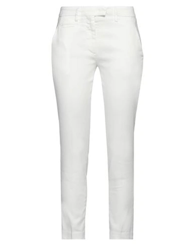 Dondup Woman Pants White Size 27 Linen, Cotton, Elastane