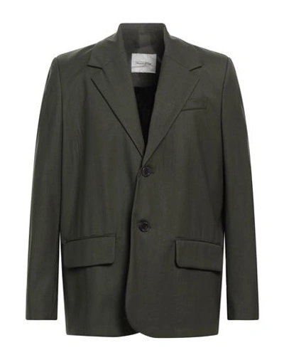 American Vintage Man Suit Jacket Dark Green Size 42 Virgin Wool