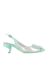Roger Vivier Virgule Strass Buckle Slingback Pumps In Pvc In Blue