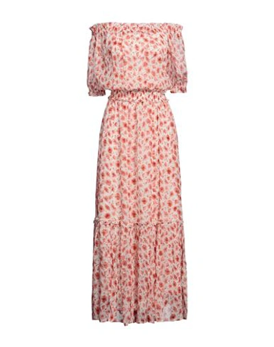 Alessia Zamattio Woman Maxi Dress White Size 6 Polyester, Elastane In Pink