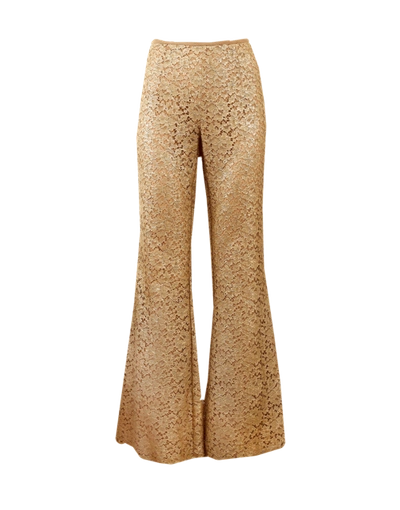 Michael Kors Metallic Guipure Lace Flared Pants In Gold