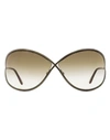 Tom Ford Butterfly Tf130 Miranda Sunglasses Woman Sunglasses Brown Size 68 Metal, Plastic
