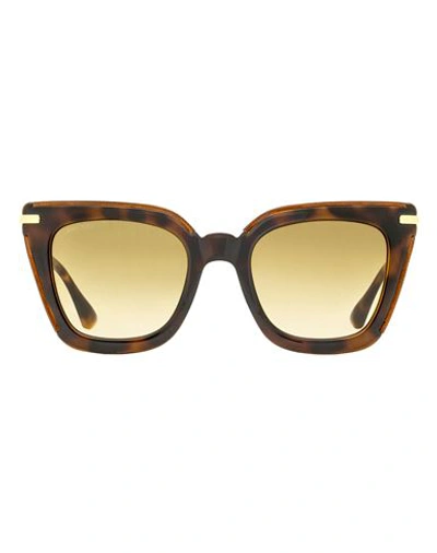 Jimmy Choo Square Ciara/g/s Sunglasses Woman Sunglasses Brown Size 52 Acetate, Metal