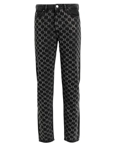 Karl Lagerfeld Kl Embellished Gf Denim Woman Denim Pants Steel Grey Size 30 Cotton