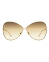 TOM FORD TOM FORD TOM FORD BUTTERFLY TF842 NICKIE SUNGLASSES WOMAN SUNGLASSES GOLD SIZE 66 METAL