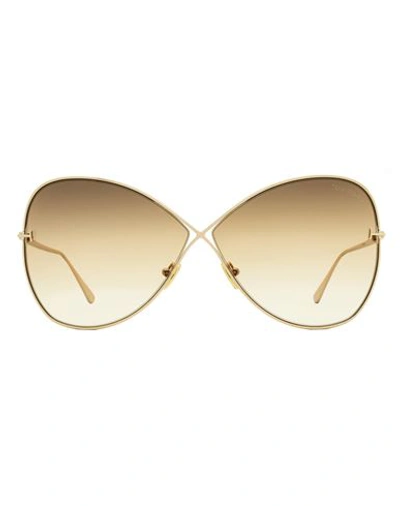 Tom Ford Butterfly Tf842 Nickie Sunglasses Woman Sunglasses Gold Size 66 Metal In Beige