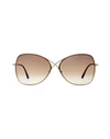 Tom Ford Butterfly Tf250 Colette Sunglasses Woman Sunglasses Gold Size 63 Metal