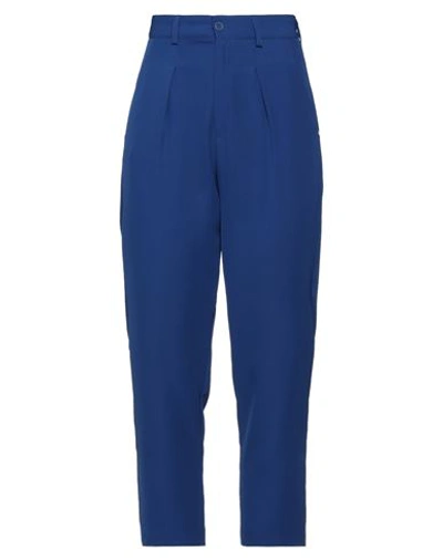 Ottod'ame Woman Pants Blue Size 2 Polyester, Elastane In Blue