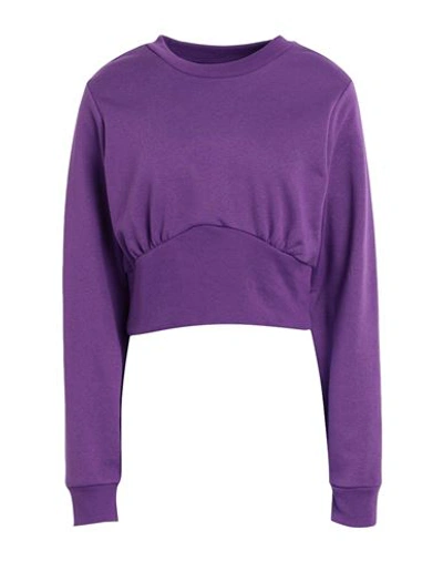 Only Woman Sweatshirt Purple Size Xl Polyester, Cotton