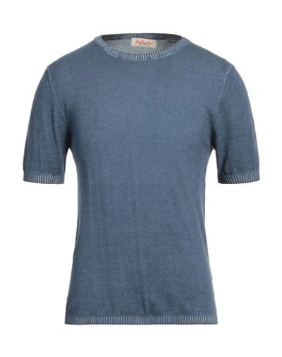 Gabardine Man Sweater Blue Size Xl Cotton In Blue