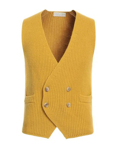Filippo De Laurentiis Man Cardigan Mustard Size 38 Merino Wool, Cashmere In Yellow
