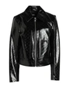 Karl Lagerfeld Kl Embossed Faux Leather Jkt Woman Jacket Black Size 6 Viscose, Polyurethane Coated In Black
