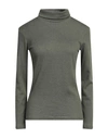 Majestic Filatures Woman Turtleneck Military Green Size 1 Cotton, Cashmere