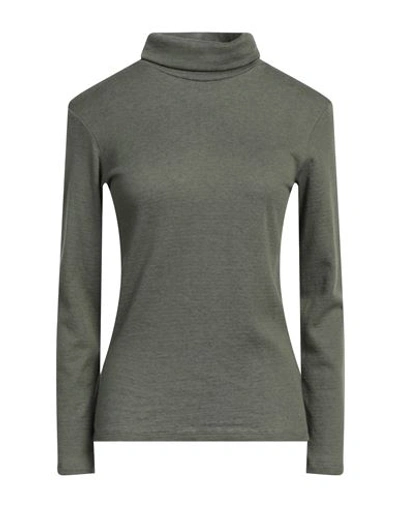 Majestic Filatures Woman Turtleneck Military Green Size 1 Cotton, Cashmere