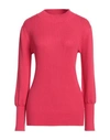 Max & Co . Woman Turtleneck Fuchsia Size Xl Cotton, Cashmere, Polyamide In Pink