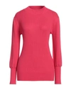 Max & Co . Woman Turtleneck Fuchsia Size M Cotton, Cashmere, Polyamide In Pink