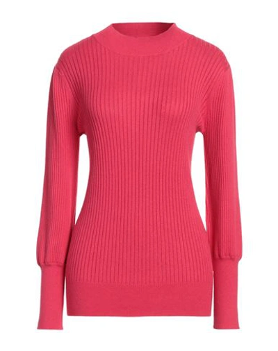 Max & Co . Woman Turtleneck Fuchsia Size L Cotton, Cashmere, Polyamide In Pink