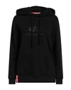 Alpha Industries Woman Sweatshirt Black Size Xs Cotton, Polyester In Black