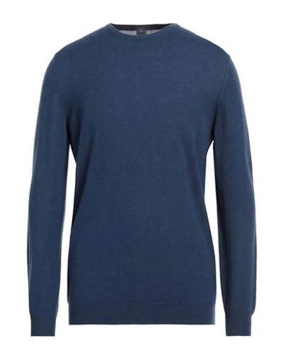 Fedeli Man Sweater Navy Blue Size 42 Cashmere, Polyamide In Navy Blue