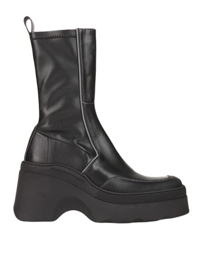 E8 By Miista Deandra Black Boots Woman Ankle Boots Black Size 9.5 Calfskin, Textile Fibers