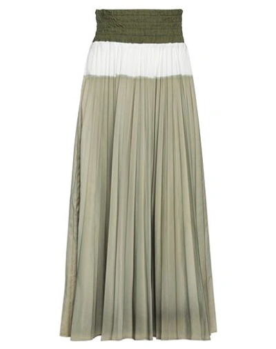 Mr & Mrs Italy Woman Maxi Skirt Military Green Size Xs Cotton