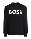 Hugo Boss Relaxed-fit Cotton-terry Sweatshirt With Rubber-print Logo In Black
