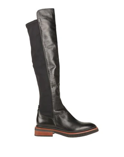 Zinda Woman Boot Black Size 7 Soft Leather, Textile Fibers